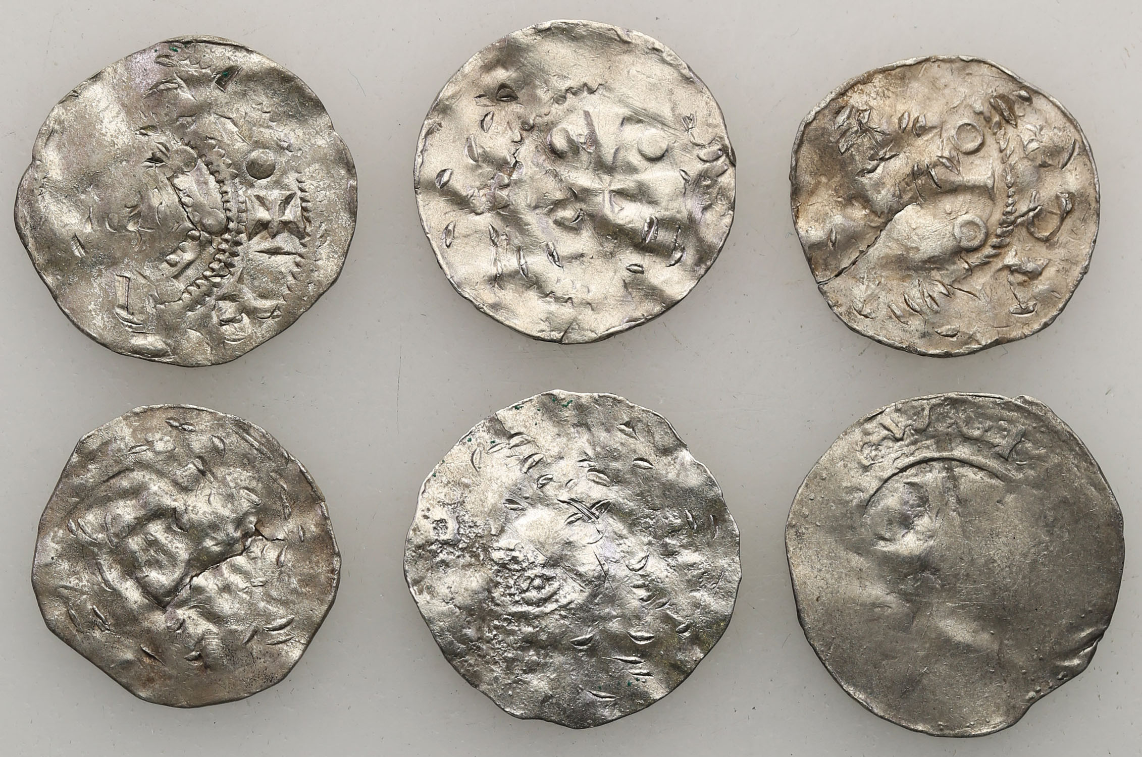 Niemcy, Saksonia. Otto III (983–1002), naśladownictwo denara typu OAP XI wiek, zestaw 6 monet
